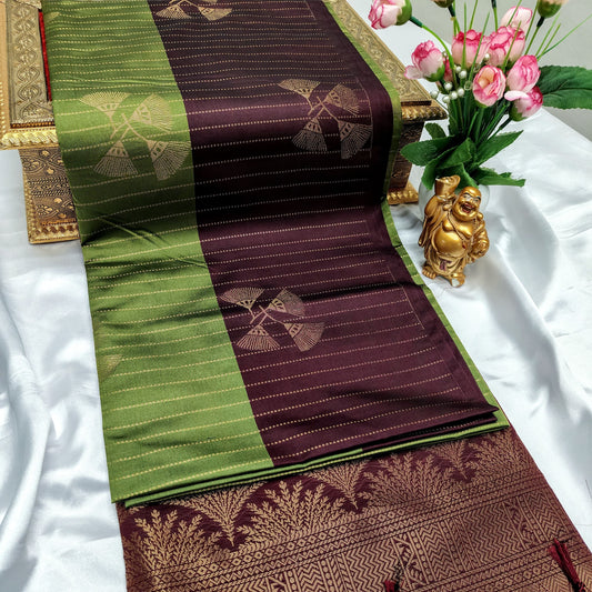 Light Green Color Kanchivaram Silk Saree Alna Apparels