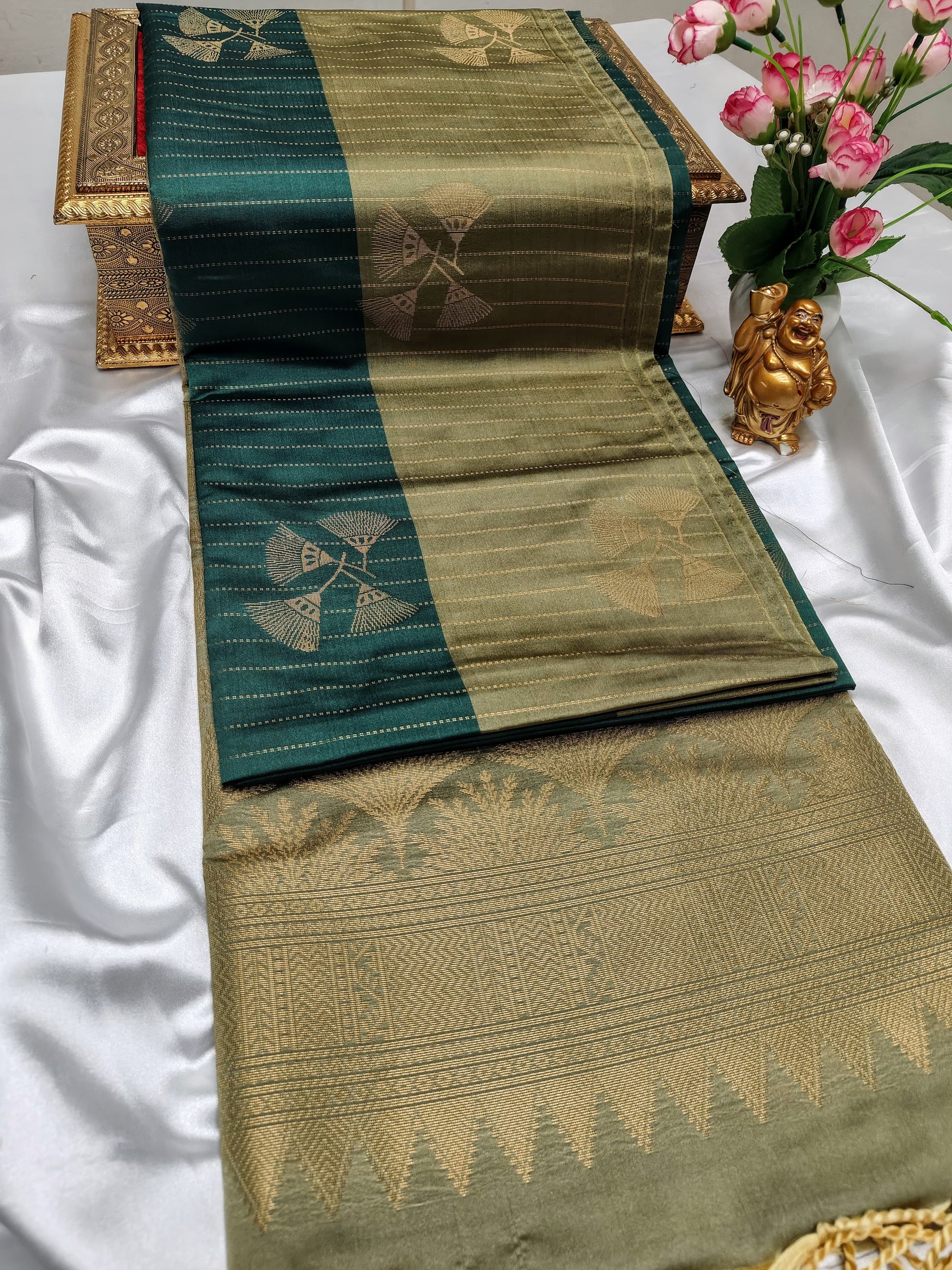 Green Color Kanchivaram Silk Saree Alna Apparels