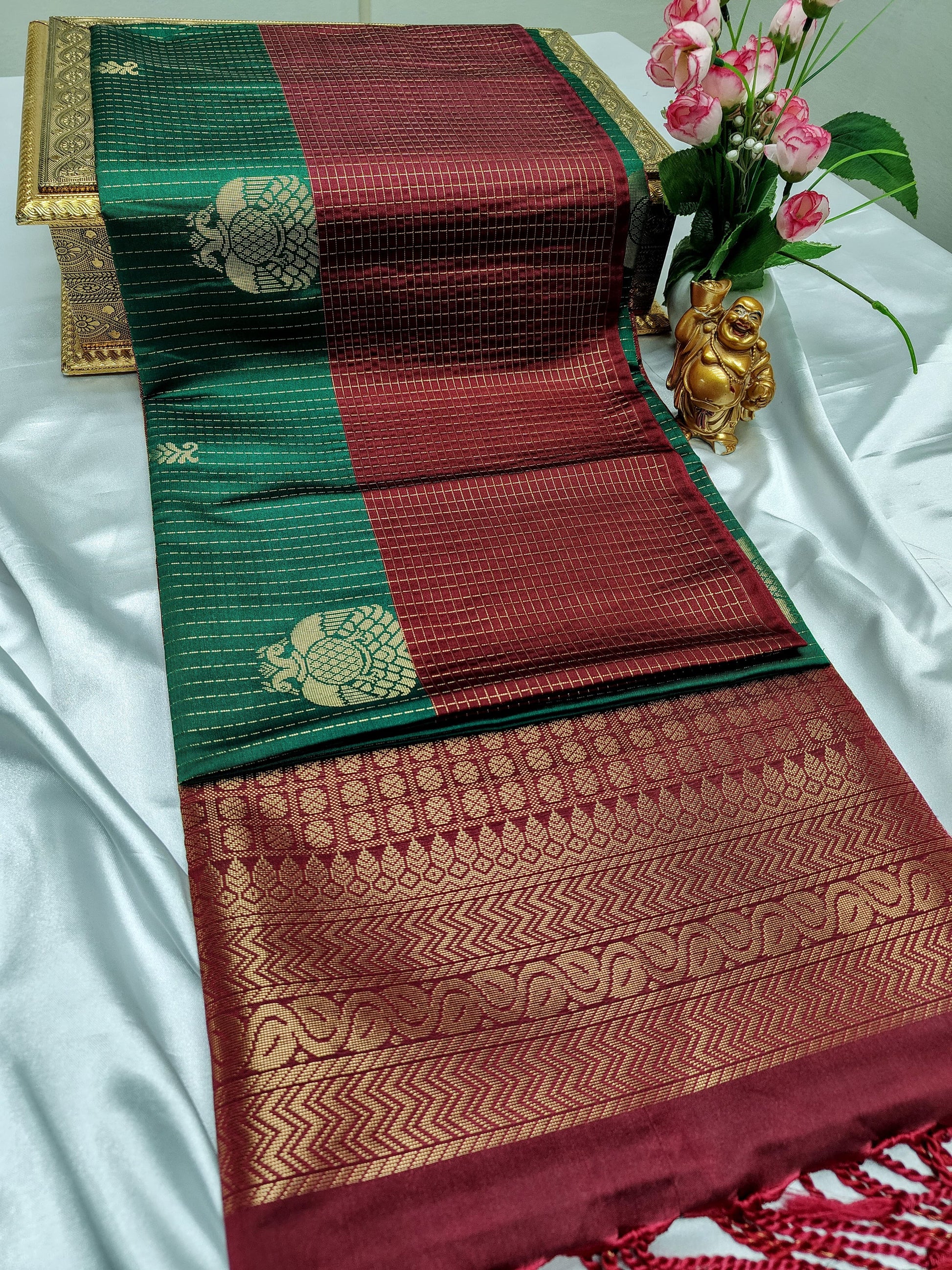 Green Color Kanchivaram Silk Saree Alna Apparels