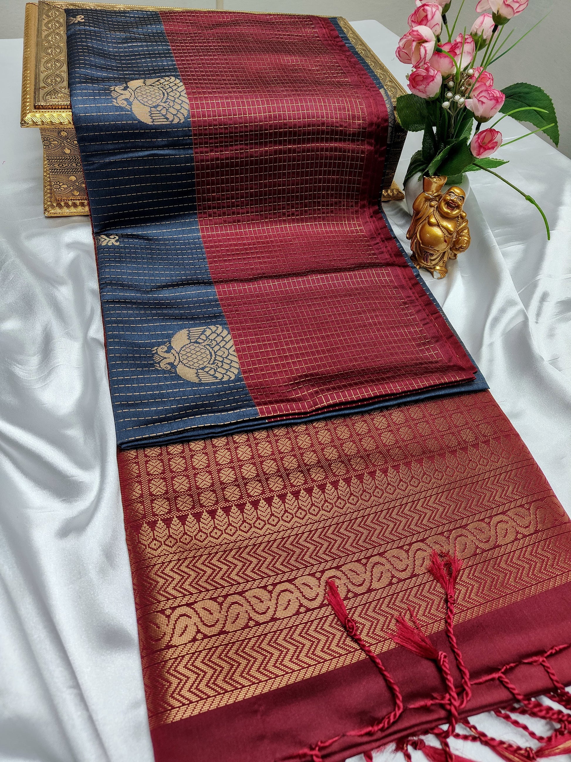 Blue Color Kanchivaram Silk Saree Alna Apparels