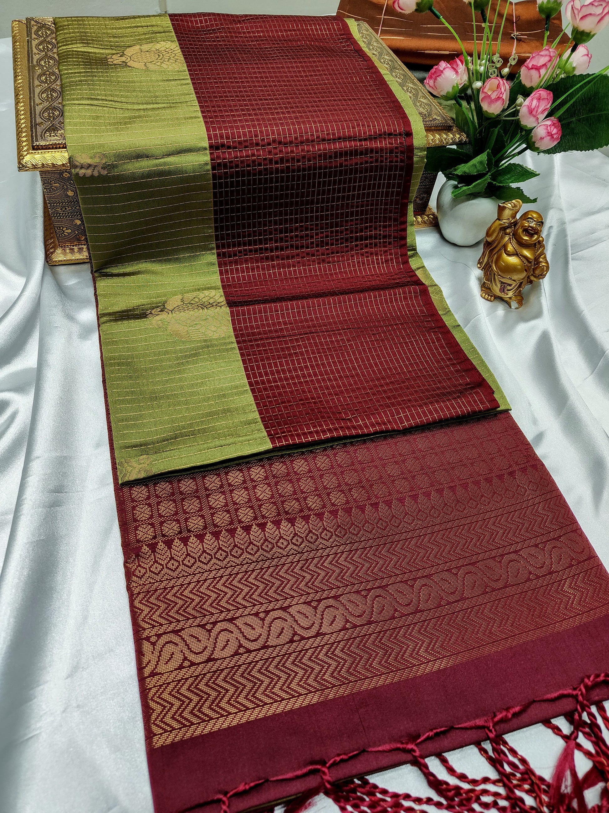 Light Green Color Kanchivaram Silk Saree Alna Apparels