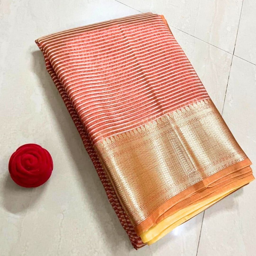 Red Banarasi Tissue Silk Saree