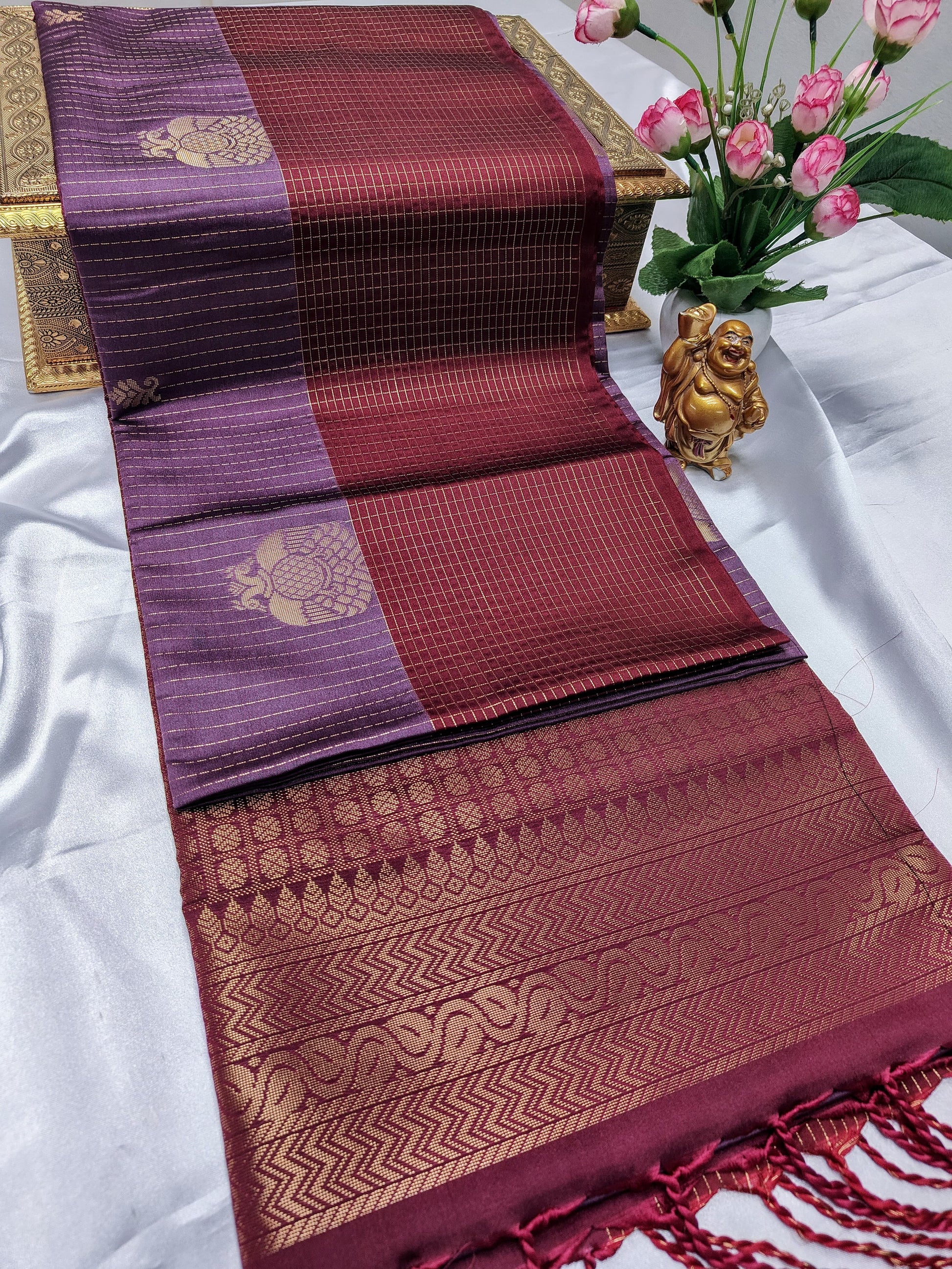 Lavender Color Kanchivaram Silk Saree Alna Apparels