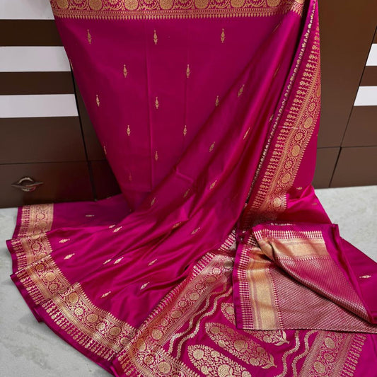 Pink Color Pure Banarasi Mysore Silk Saree Alna Apparels