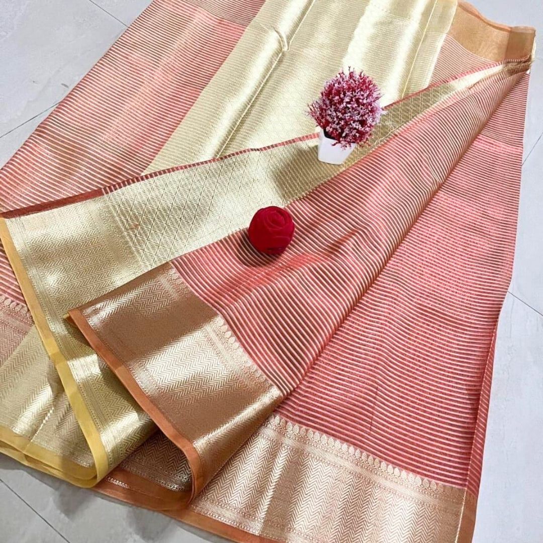 Red Banarasi Tissue Silk Saree