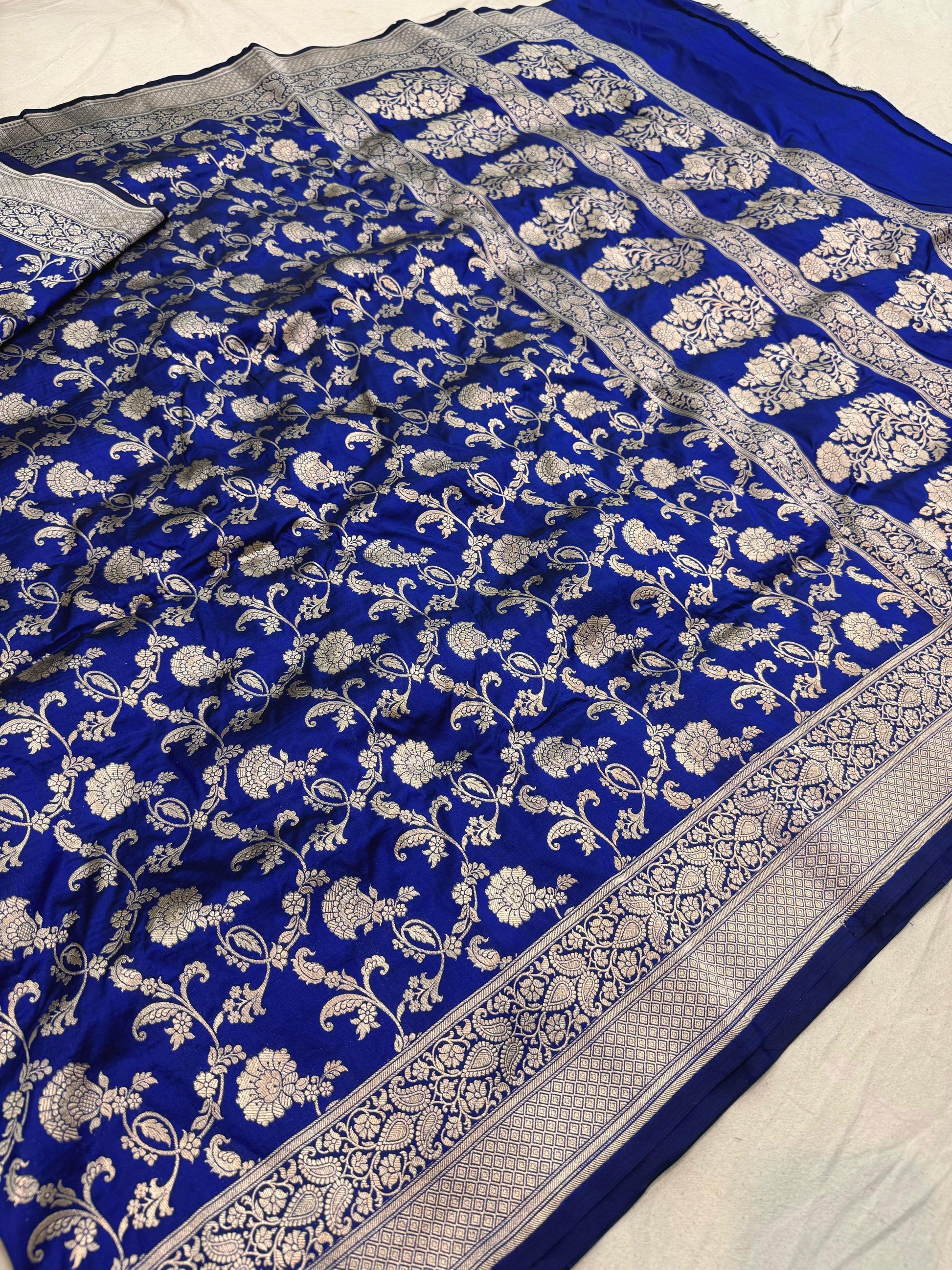 Navy Pure Banarasi Kathan Hand Loom Silk Saree Alna Apparels