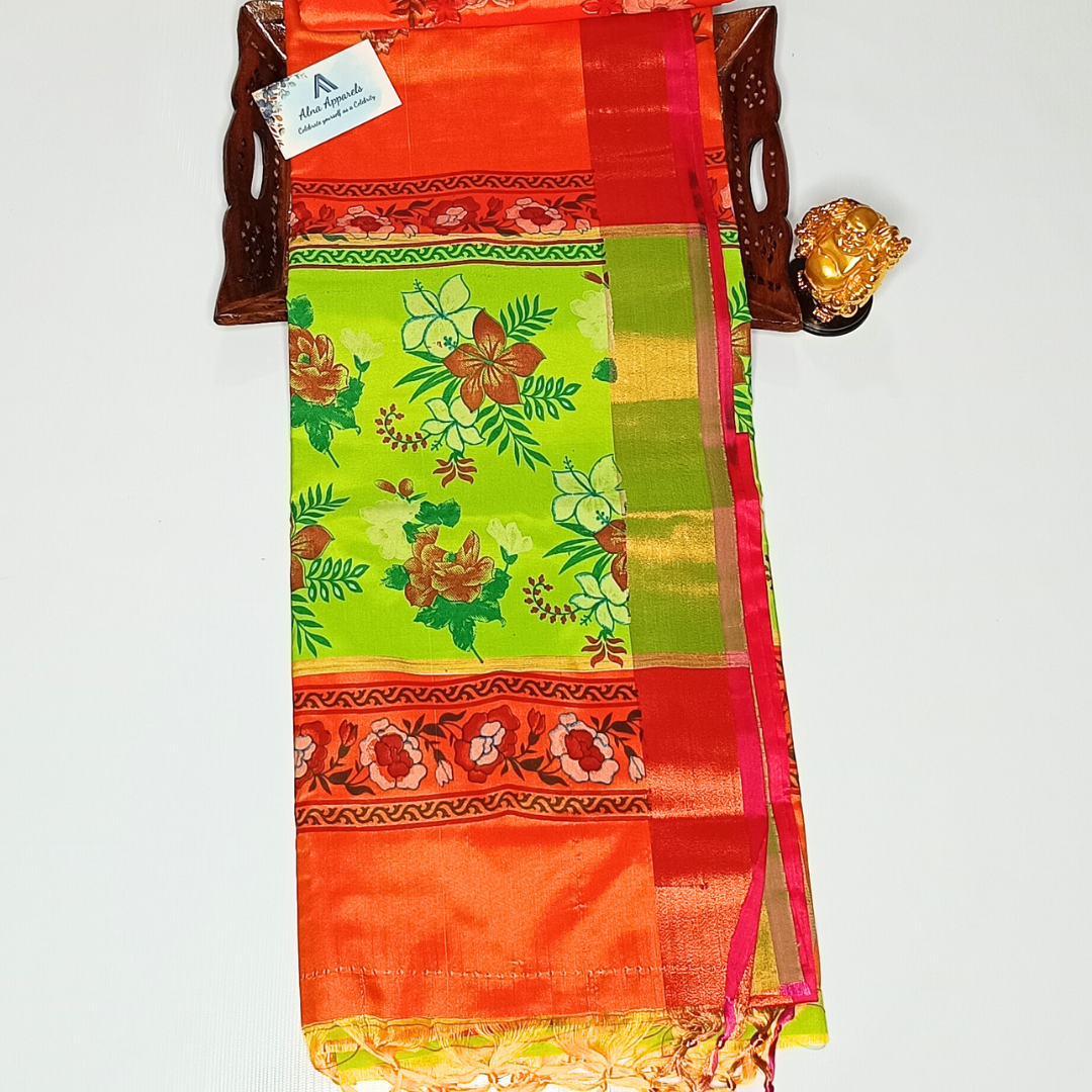 Orange Color Pochampally Silk Saree