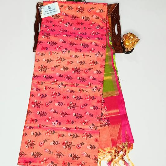 Pink Color Pochampally Silk Saree