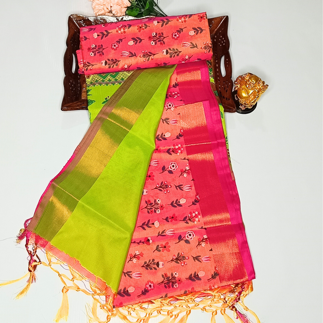 Pink Color Pochampally Silk Saree