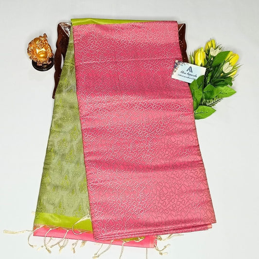 Pink color Soft Semi Silk Saree