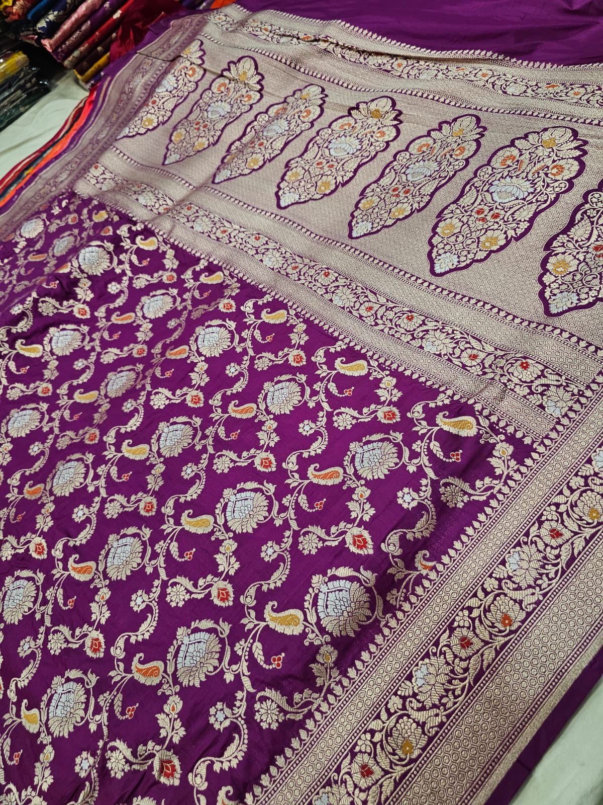 Purple Pure Banarasi Kathan Silk Saree With Minakari Work Alna Apparels