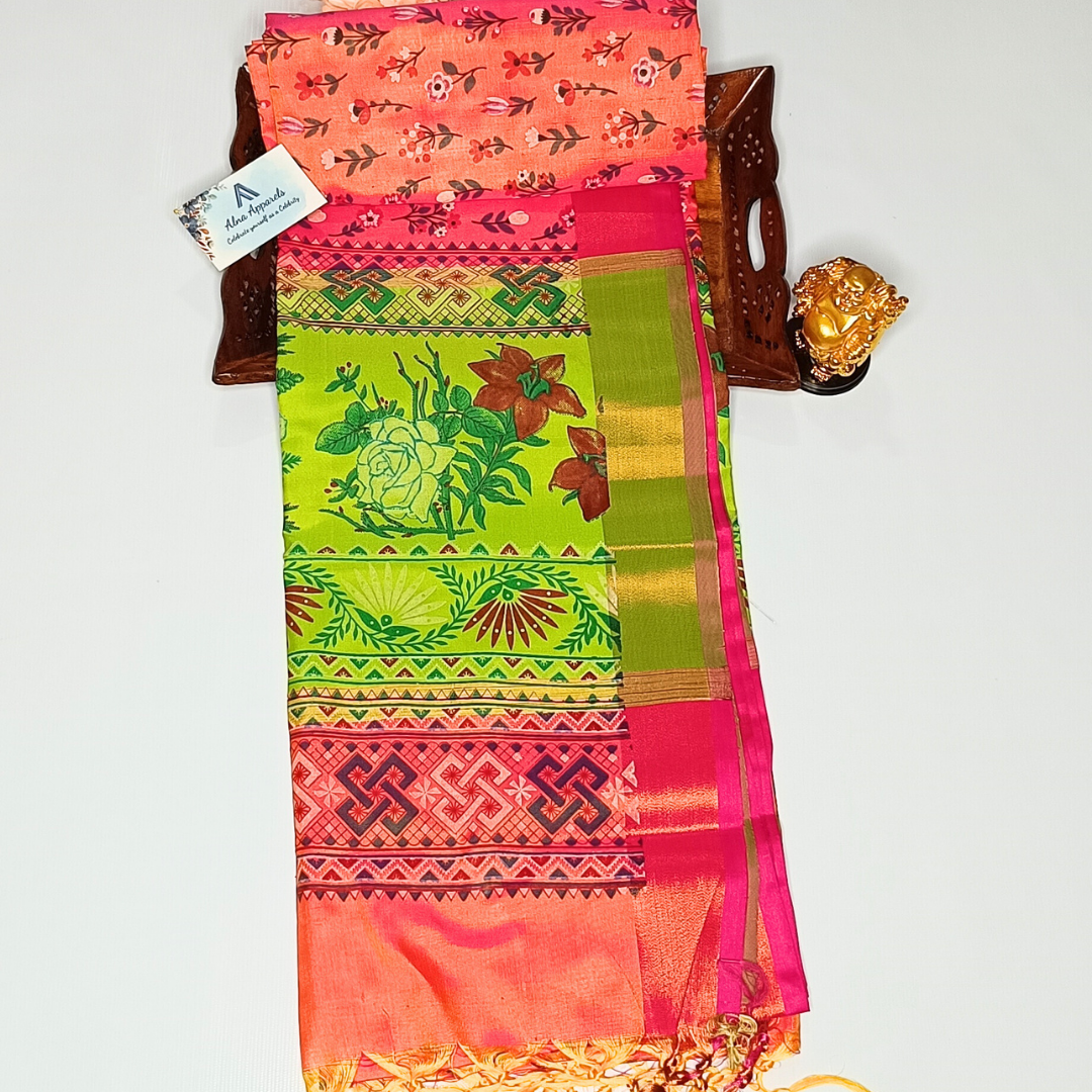 Pink Color Pochampally Silk Saree