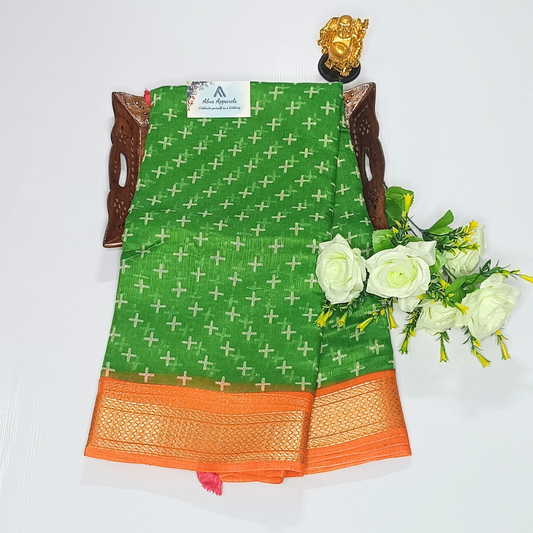 Green Color Jute Cotton Saree