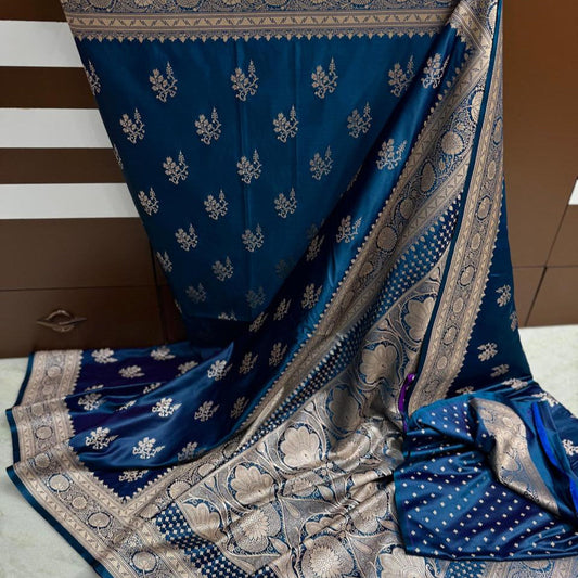 Blue Color Pure Banarasi Mysore Silk Saree Alna Apparels