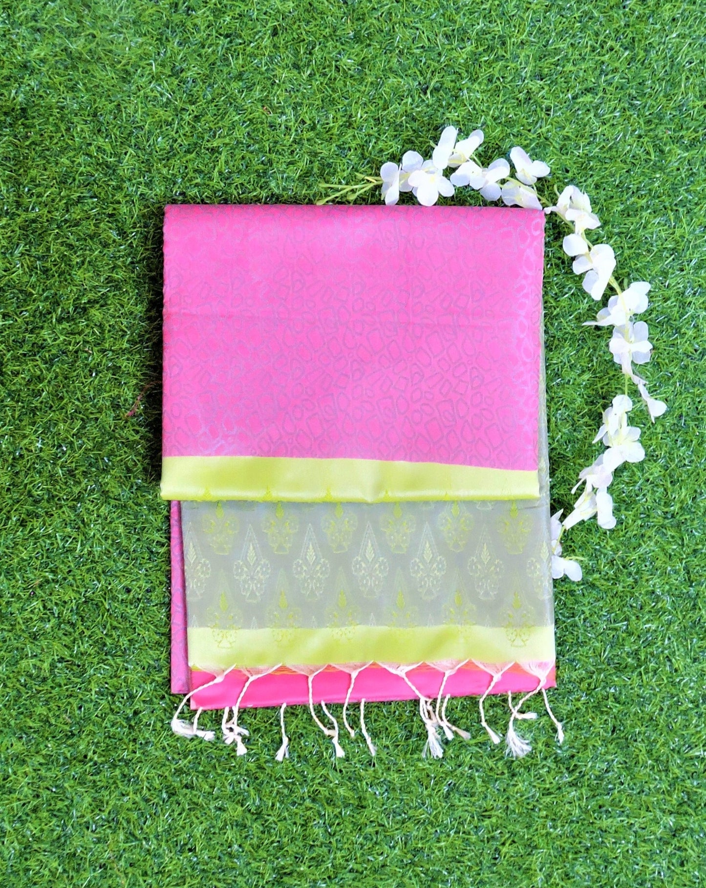 Pink color Soft Semi Silk Saree
