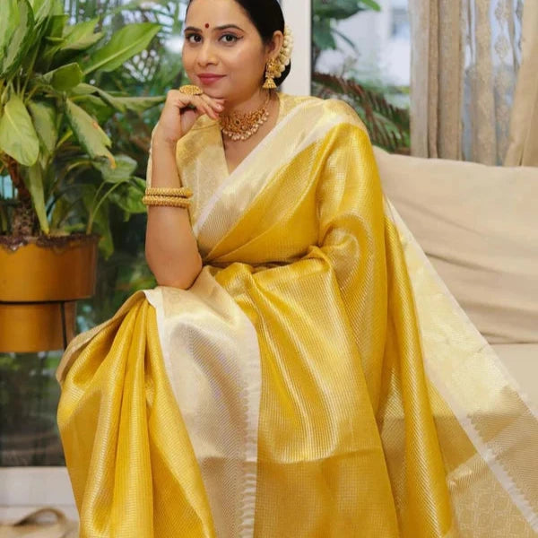 Golden Banarasi Tissue Silk Saree