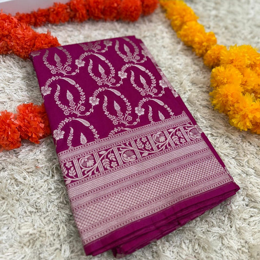 Pink Color Pure Banarasi Mysore Silk Saree Alna Apparels