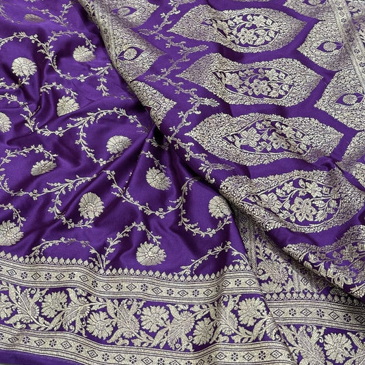 Violet Color Pure Banarasi Mysore Silk Saree Alna Apparels