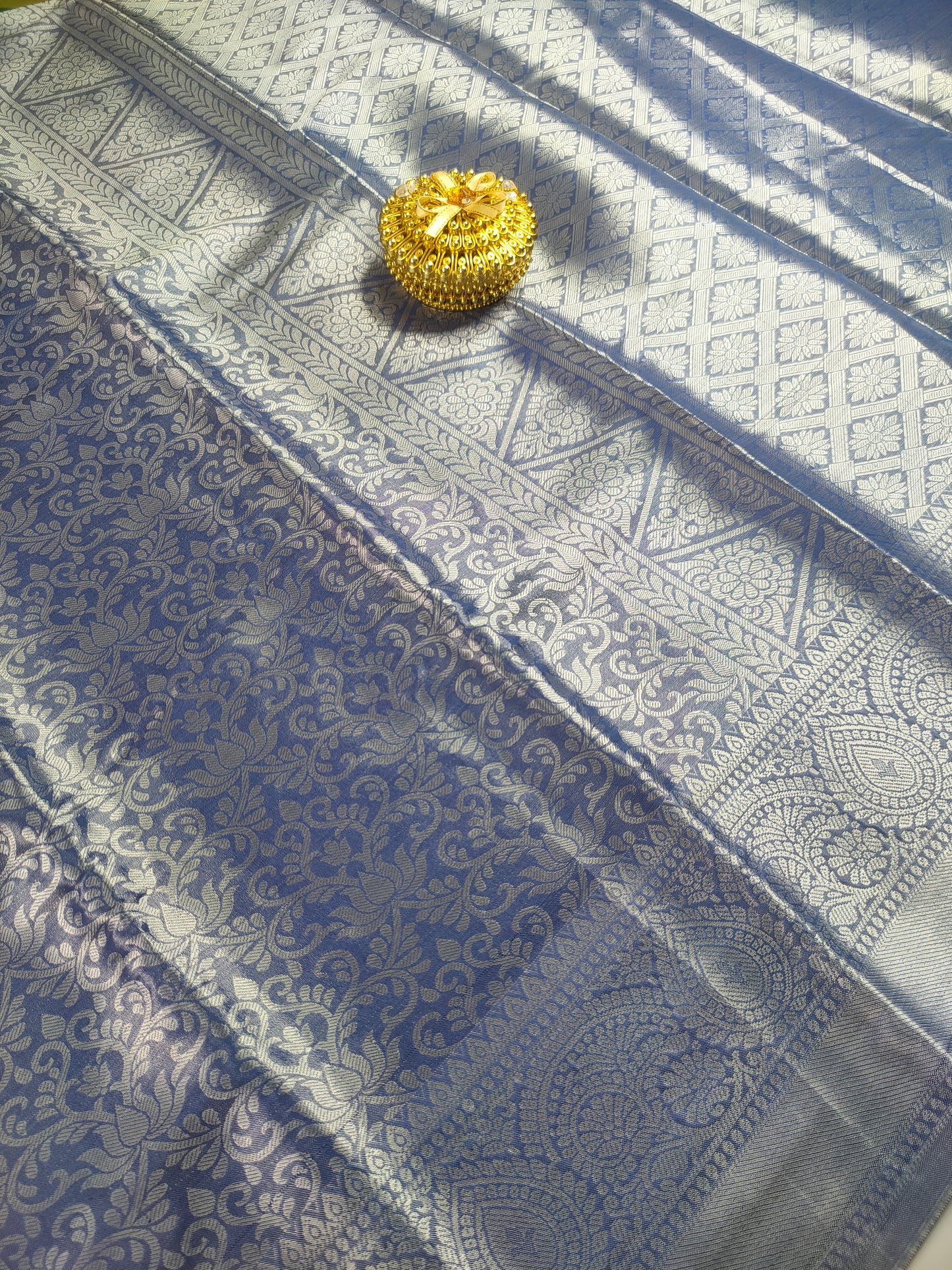 Navy Blue Color Kanchipuram Soft Tissue Silk Saree
