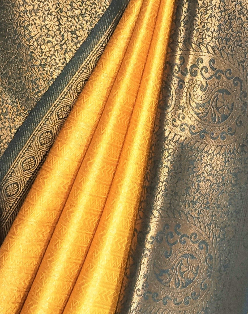 Golden Yellow Color Kubera Silk Saree
