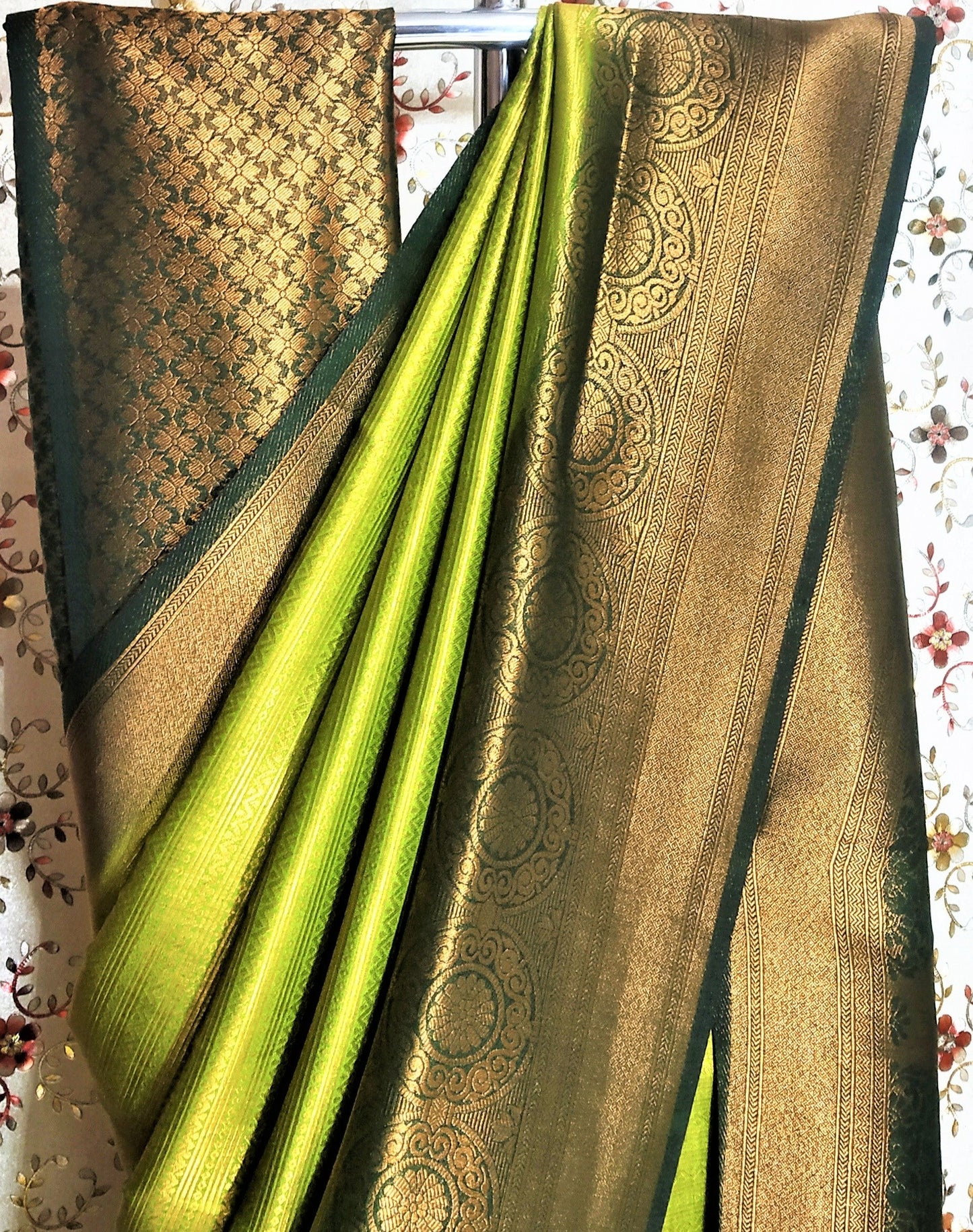 Parrot Green Color Kubera Silk Saree