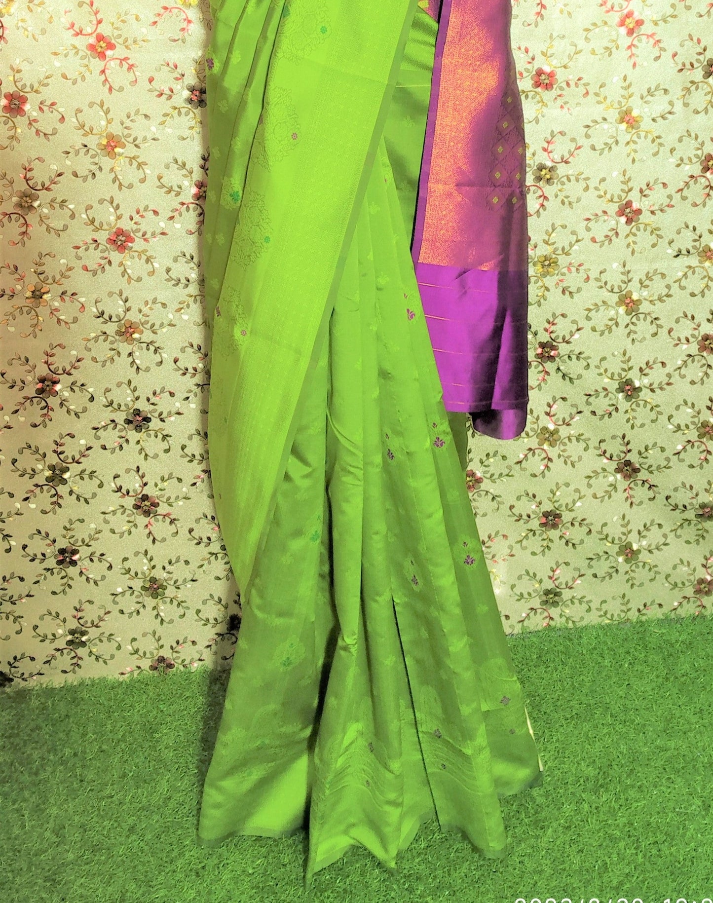 Parrot Green Color Soft Silk Saree