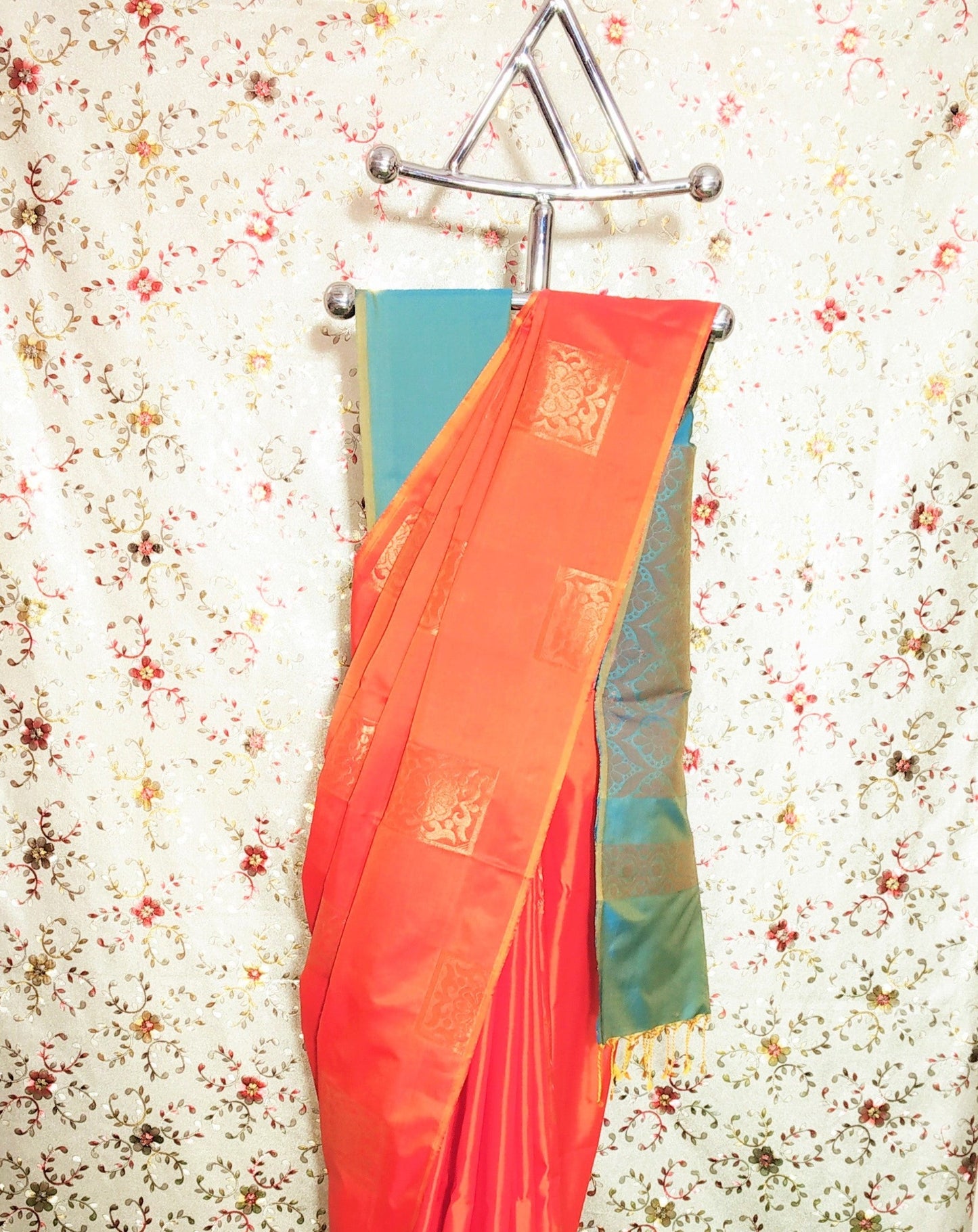 Orange Color Kanjivaram Semi Soft Silk Saree