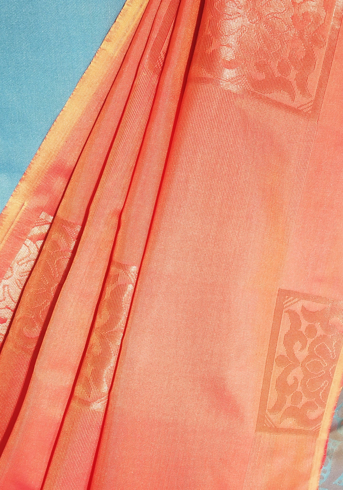 Orange Color Kanjivaram Semi Soft Silk Saree