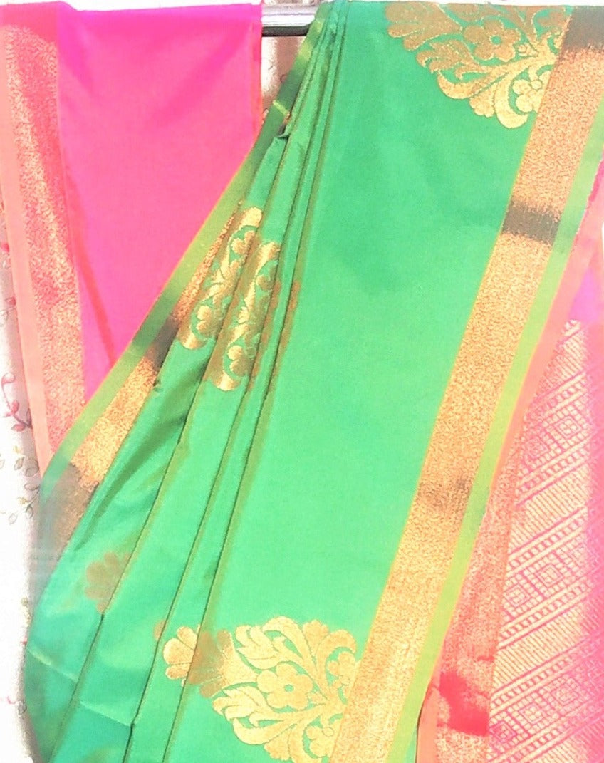Green Color Kanjivaram Semi Soft Silk Saree