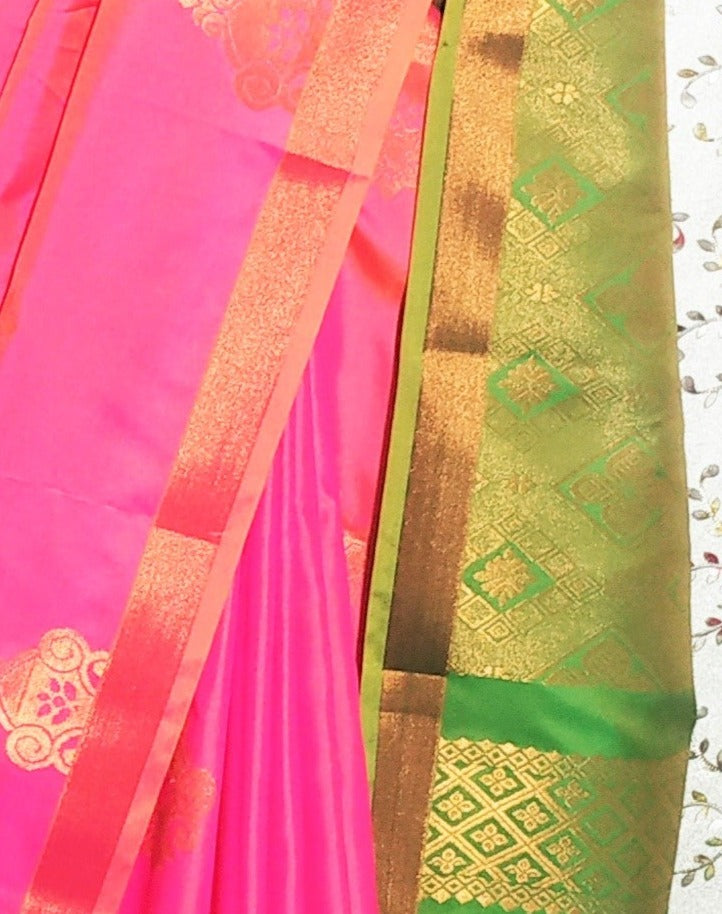 Pink Color Kanjivaram Semi Soft Silk Saree