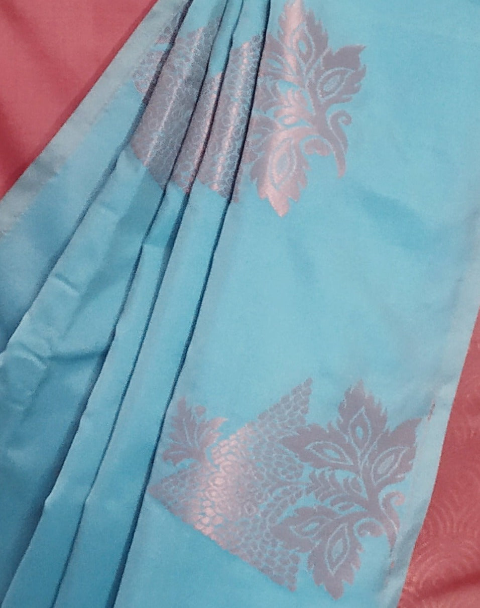 Blue Color Kanjivaram Semi Soft Silk Saree
