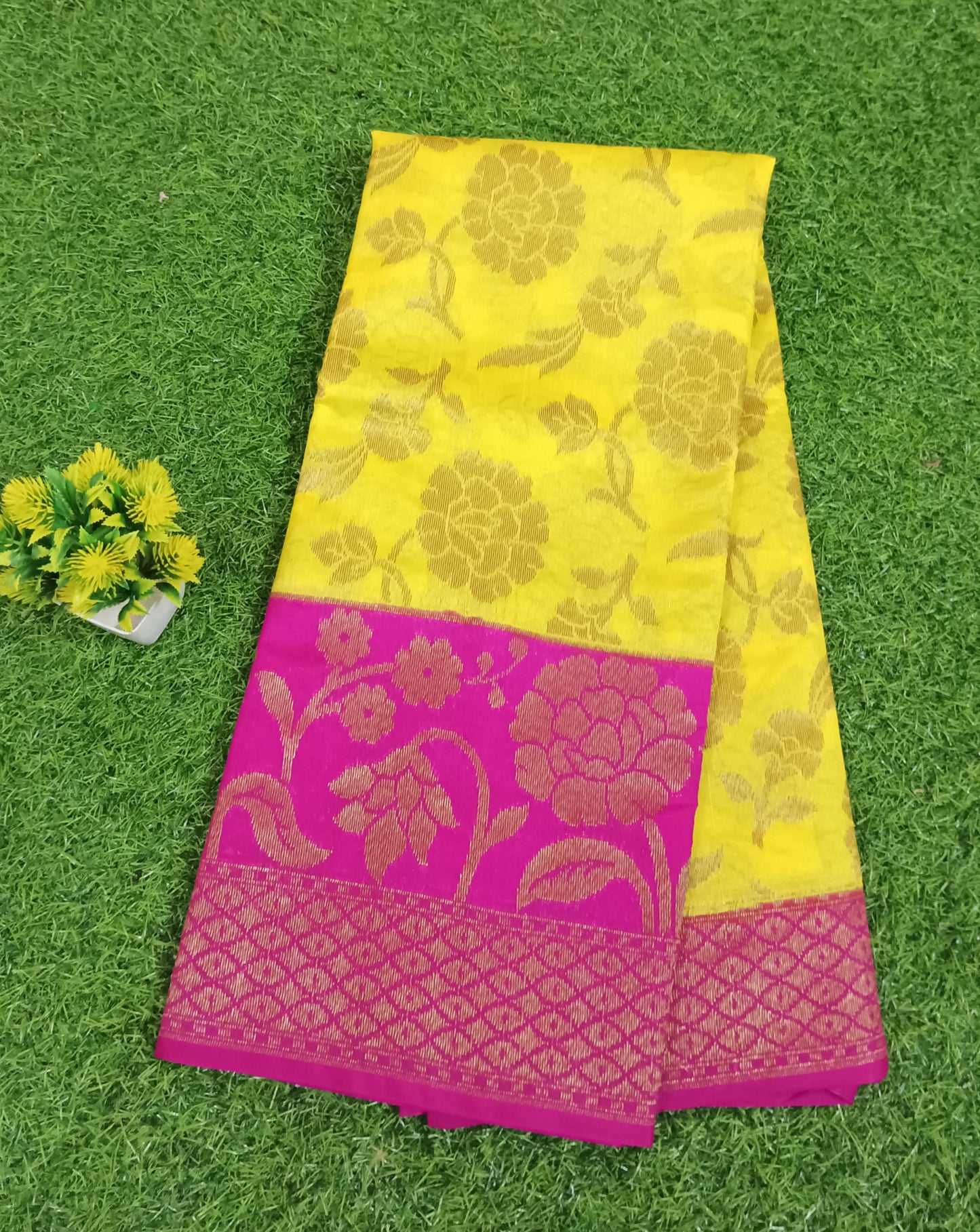 Yellow Color Banarasi Silk Saree