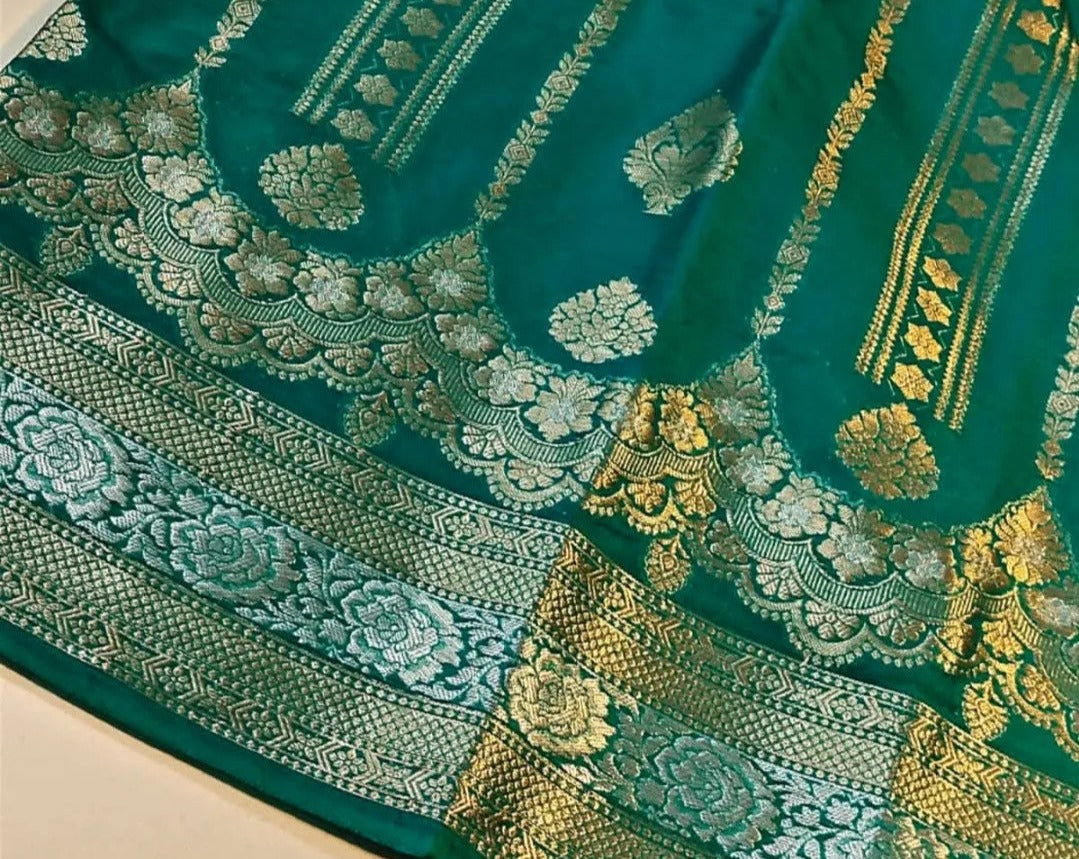 Green Banarasi Warm Silk Saree