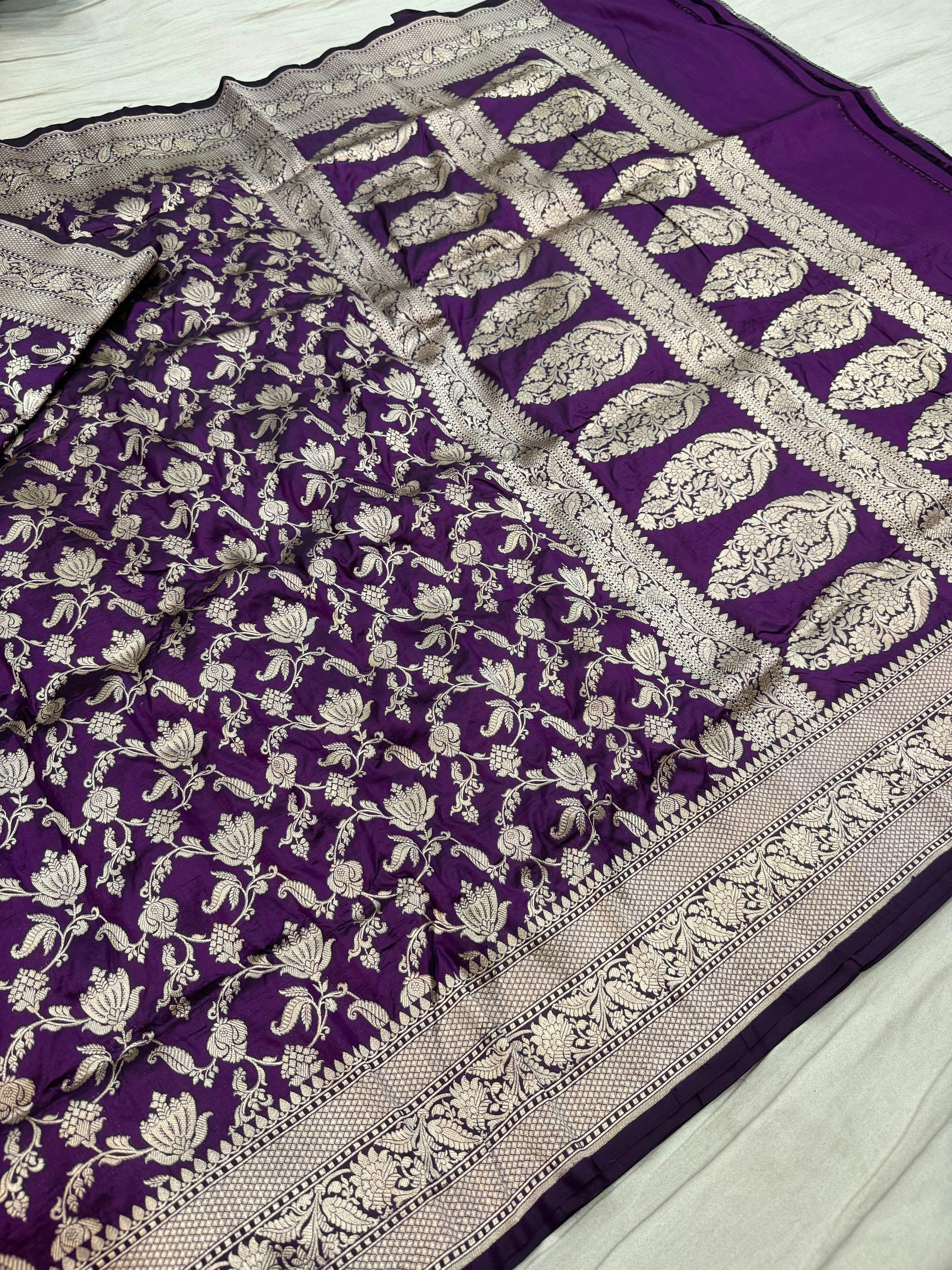 Purple Pure Banarasi Kathan Hand Loom Silk Saree Alna Apparels