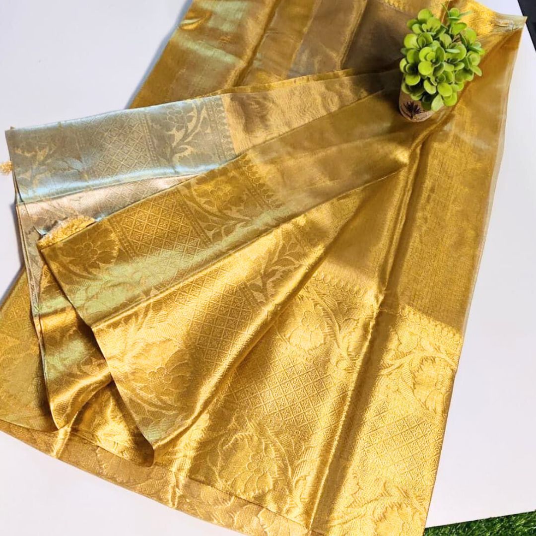 Golden Banarasi Tissue Silk Saree