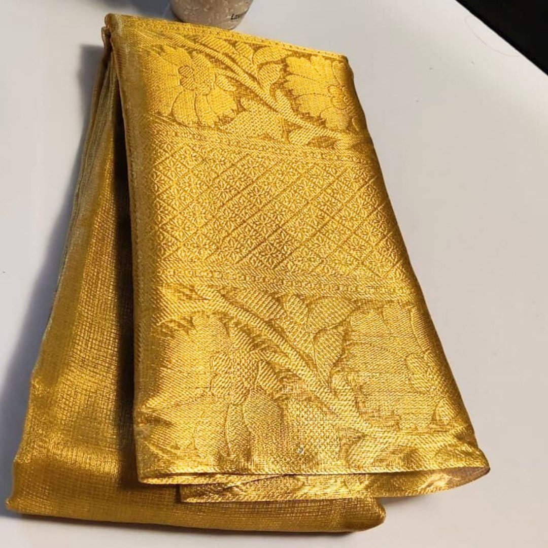 Golden Banarasi Tissue Silk Saree