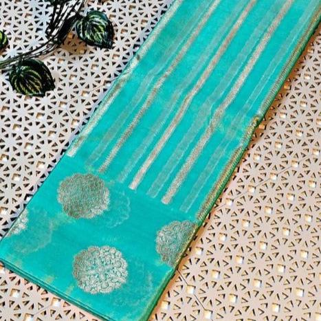 Greenish Blue Banarasi Warm Silk Saree