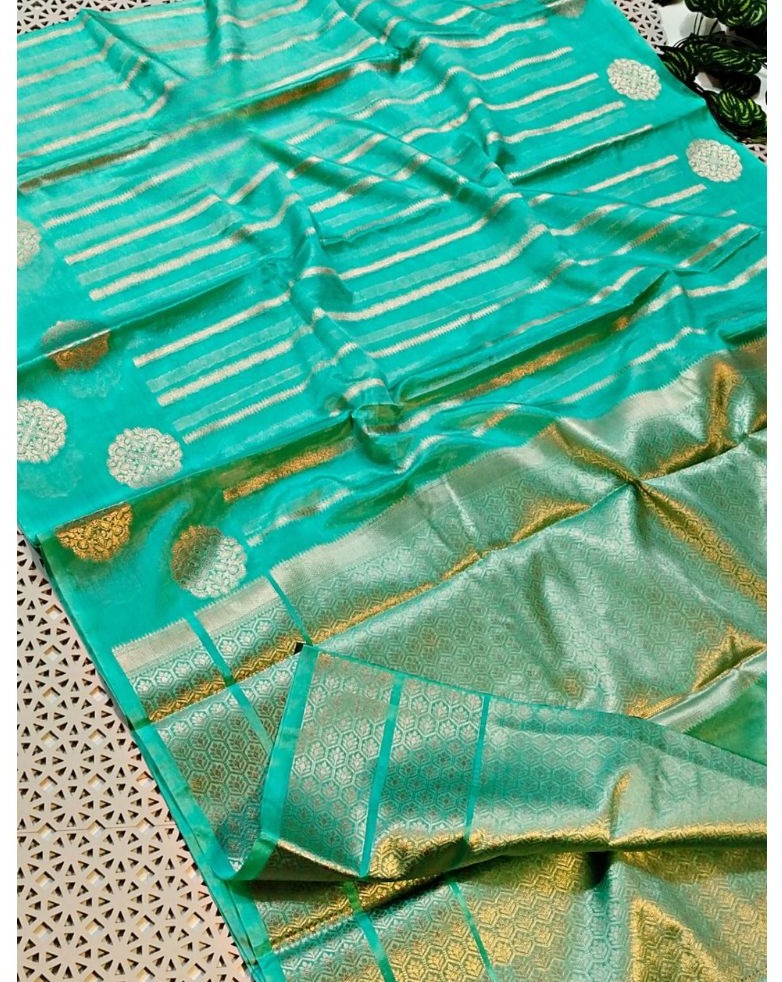 Greenish Blue Banarasi Warm Silk Saree