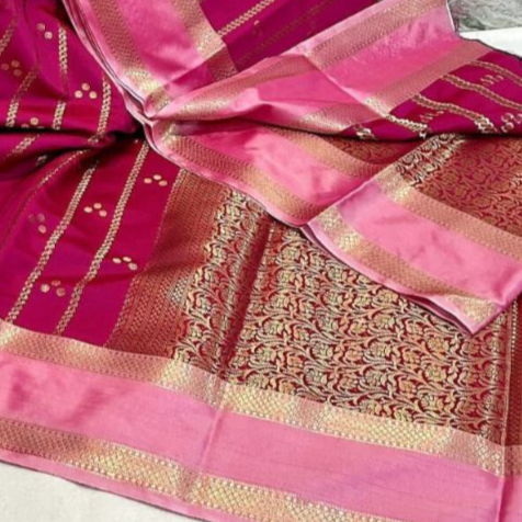 Pink Banarasi Soft Silk Saree