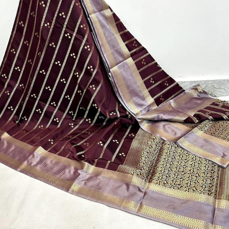 Brown Banarasi Soft Silk Saree