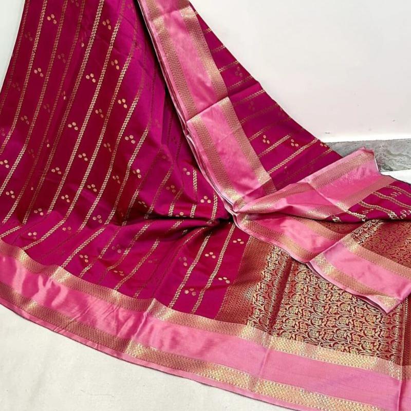 Pink Banarasi Soft Silk Saree