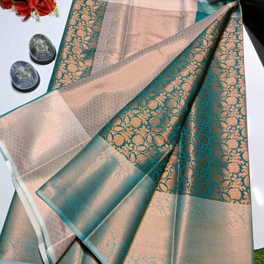 Green Banarasi Soft Silk Saree