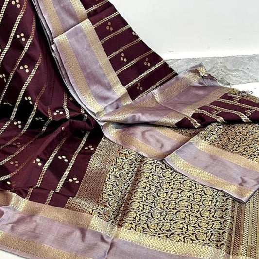 Brown Banarasi Soft Silk Saree