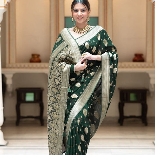 Green Banarasi Georgette Saree