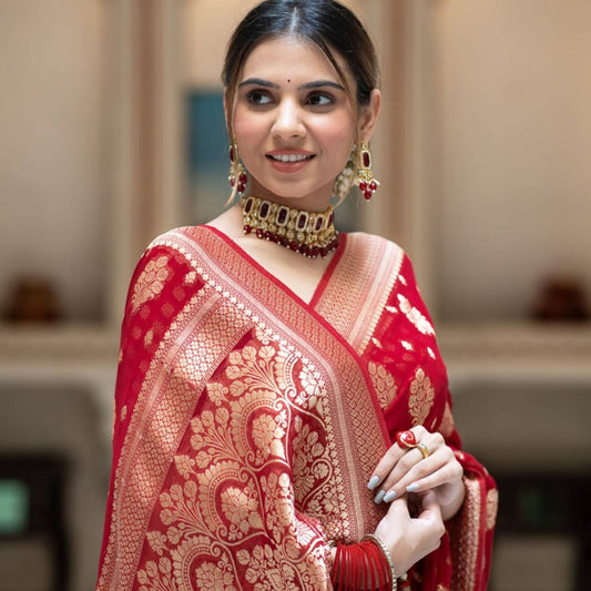 Red Banarasi Georgette Saree