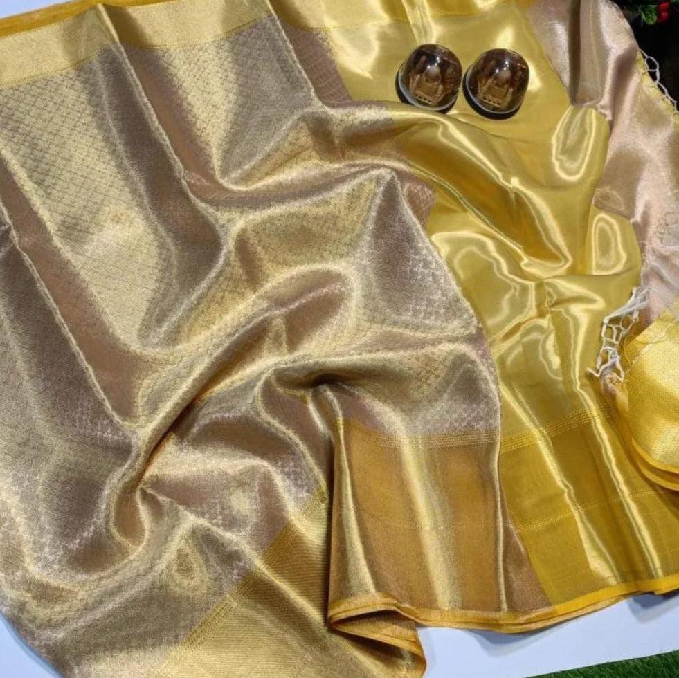 Golden Color Banarasi Tissue Silk Saree