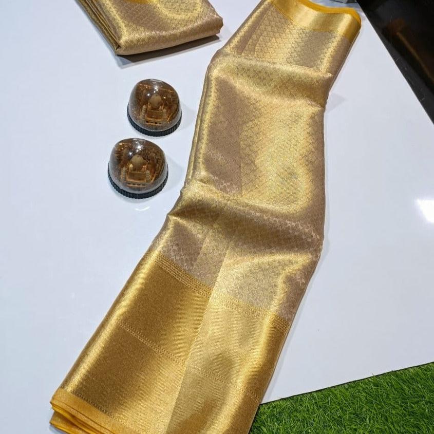 Golden Color Banarasi Tissue Silk Saree