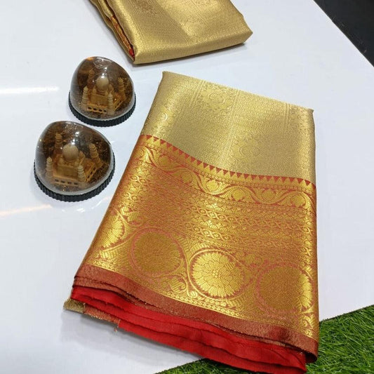 Gold Color Banarasi Tissue Silk Saree