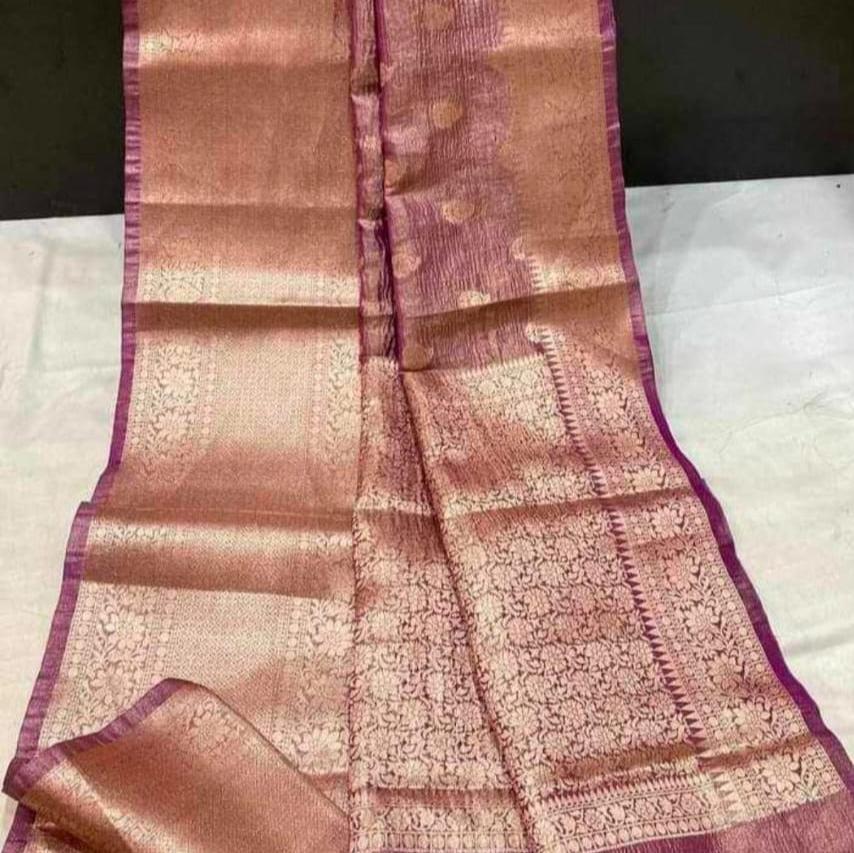 Purple Banarasi Crush Tissue Silk Saree