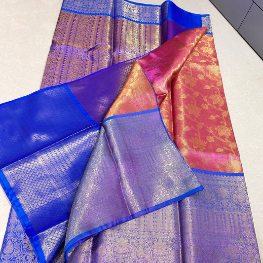 Pink Banarasi Soft Tissue  Saree